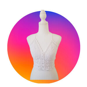 Handmade Crochet Halter Crop Top! - Size M